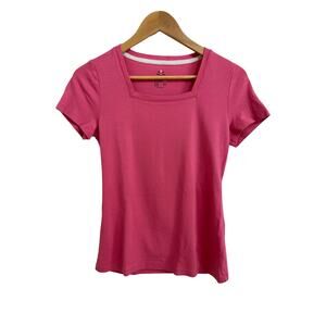 Isaac Mizrahi Live Essentials Women's Square-Neck Top pink XXS